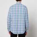 Polo Ralph Lauren Men's Custom Fit Stretch Poplin Shirt - Royal/Berry Multi - S