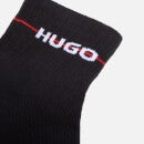 HUGO Bodywear Men's Ribbed Logo 3-Pack Ankle Socks - Black - 43-46