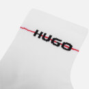 HUGO Bodywear Men's Ribbed Logo 3-Pack Ankle Socks - White - 39-42