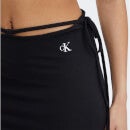 Calvin Klein Jeans Tie-Detailed Stretch-Cotton Jersey Midi Skirt - S