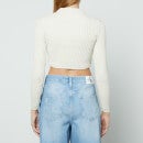 Calvin Klein Jeans Ribbed-Knit Cotton Cropped Sweatshirt - XS