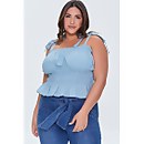 Plus Size Eyelet Tie-Strap Top - 18