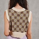 Women's Gingham Cropped Knit Vest