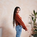 Women's Rust Cropped Knit Brown