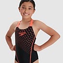 Bañador con logotipo Medley Medalist para niña, negro/rojo