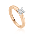 9ct Rose Gold New Beginning VVS2 D 30pt Princess Cut Diamond Engagement Ring - Size K