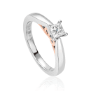 9ct White Gold New Beginning VS1 H 30pt Princess Cut Diamond Engagement Ring - Size K