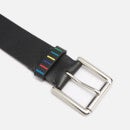 PS Paul Smith Men's Stripe Detail Leather Belt - Black - W30