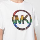 MICHAEL Michael Kors Women's Pride Sequin Rainbow Bf T-Shirt - White
