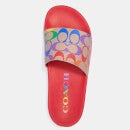 Coach Women's Udele Rainbow Coated Canvas Slide Sandals - Tan Multi/Pop Red/Miami Red - UK 3