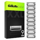 Gillette Labs Razor with Exfoliating Bar and Magnetic Stand (Black & Gold), Shaving Gel and 9 Count Blades