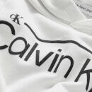 Calvin Klein Boys' Institutional Lined Logo Hoodie - Bright White - 8 Years