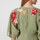 Hope & Ivy Cora Floral-Embroidered Chiffon Maxi Dress - UK 8