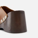 Ganni Studded Leather Platform Mules - UK 3
