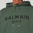 Balmain Men's Printed Hoodie - Green/Black - S