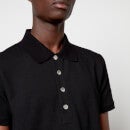 Balmain Men's Monogram Cotton Pique Polo Shirt - Black - S