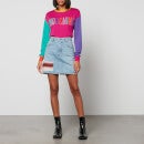 Moschino Women's Colour Block Logo Knit Jumper - Fantasy print Violet - XXS