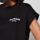 Balmain Women's Ss Balmain Flock Detail Crop T-Shirt - Black/White - XS