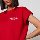 Balmain Women's Ss Balmain Flock Detail Crop T-Shirt - Rouge/Blanc - XS