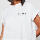 Balmain Women's Ss Balmain Flock Detail Crop T-Shirt - White/Black - XS