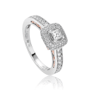 18ct White and Rose Gold Cecelia 30pt VS2 D Princess Cut Diamond Engagement Ring - Size T