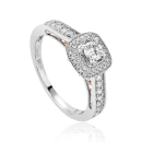 9ct White and Rose Gold Cecelia 30pt VS2 G Round Cut Diamond Engagement Ring - Size T