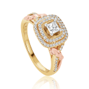 9ct Yellow and Rose Gold Viola 30pt VS2 D Princess Cut Diamond Engagement Ring - Size R