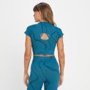 Camiseta corta sin costuras Tempo Wave para mujer de MP - Azul verde azulado - XXS