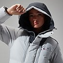Women's Saffren Down Duster Hooded Jacket - Light Grey/Black
