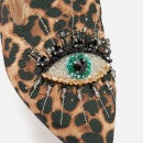 Kurt Geiger London Olive Leopard-Print Embellished Canvas Mules - UK 3