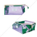 The Flat Lay Co. Open Flat Makeup Jelly Box Bag - Lilac Flower on Green