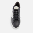 Emporio Armani Side Stripe Low Top Leather Trainers - UK 7