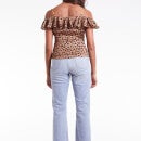 Never Fully Dressed Twist-Front Leopard-Print Satin Top - UK 8