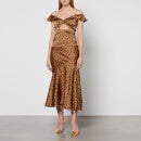 Never Fully Dressed Mya Leopard-Print Satin Maxi Skirt - UK 8