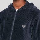 Emporio Armani Logo-Embroidered Ribbed Chenille Hoodie - S