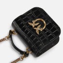 Pinko Micro Love Bell Croc-Effect Leather Bag