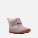 Clarks Toddlers Roamer Moon Suede and Faux Fur Boots - UK 2 Baby