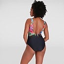 Digital Placement Badeanzug mit U-Rückenausschnitt Schwarz/Blau für Damen