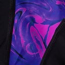 Women's Allover Panel Laneback Swimsuit Black/Purple