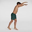 Bañador corto con estampado de 33 cm para niño, negro/verde