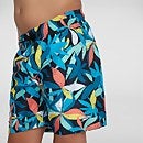 Pantalones cortos de natación estampados de 38 cm para niños, Azul/Amarillo