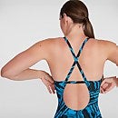 Allover Fixed Crossback Badeanzug Schwarz/Blau für Damen