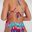 Women's Rainbow Wave Allover Tie-Back Swimsuit Red/Pink