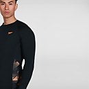 Men's Printed Long Sleeved Rash Top Black/Orange