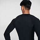 Camiseta de manga larga estampada para hombre, negro/naranja