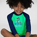 Camiseta de manga larga estampada para niño, verde/azul