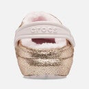 Crocs Toddlers Classic Glitter and Faux Sherpa Lined Rubber Clogs
