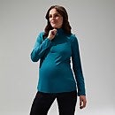 Women's 24/7 Half Zip Maternity Long Sleeve Tech Tee - Turquoise