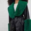 Jakke Bailey Faux Fur-Trimmed Vegan Leather Coat - XS