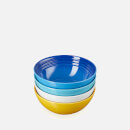 Le Creuset Riviera Collection Cereal Bowls - 16cm - Set of 4 - Azure Blue, Teal, Meringue, Nectar